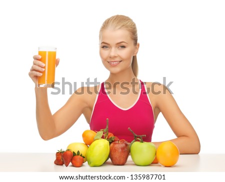 picture of young woman with glass of orange juice