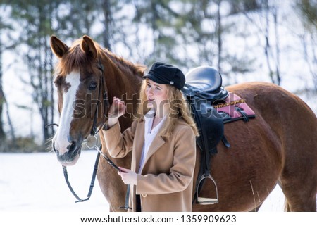 girl and horse in the forest