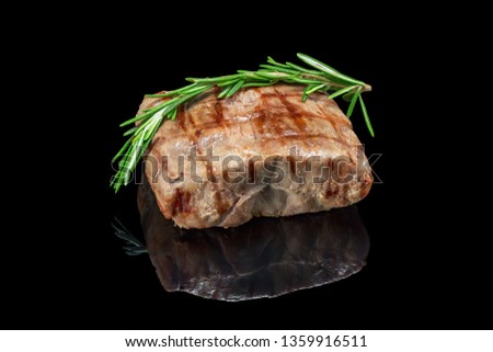 meat  on black background