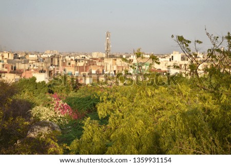Beautiful city buildings view with nature. City with nature in spring 