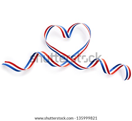 Colors Ribbon Tape Shape Heart Valentine's Day Card close up isolated on white background