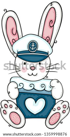 Cute bunny with sailor hat