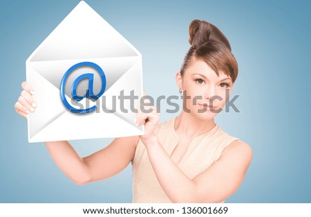 picture of woman showing virtual envelope