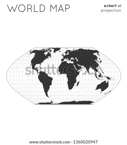 World map. Globe in eckert vi projection, with graticule lines style. Modern vector illustration.
