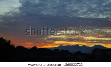 mountain scenery and sunrise in the city of Jepara, Central Java, Indonesia
