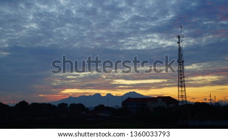 mountain scenery and sunrise in the city of Jepara, Central Java, Indonesia