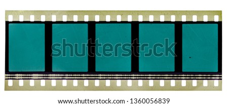 Real high res scan of 35mm movie film strip on white background, just blend in your content to make it look retro or old