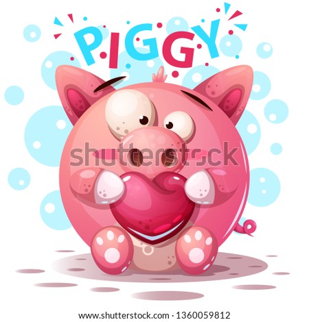 Cute pig characters - cartoon illustration. Vector eps 10