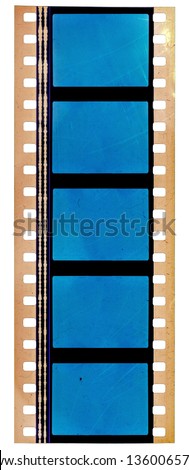 Real film material, scan of old 35mm film movie strip with blank or empty frames, film type 135