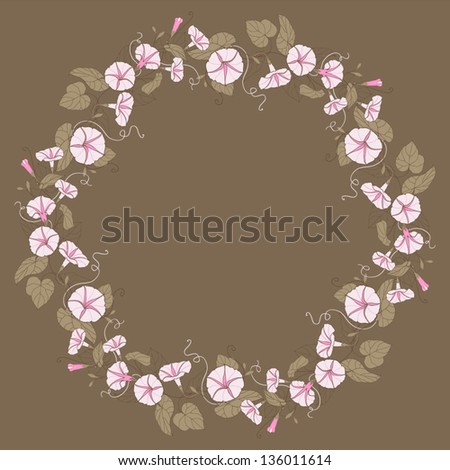 card with floral pattern. wreath of  convolvulus