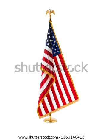 Oak Wooden Pole Indoor USA National Flag 