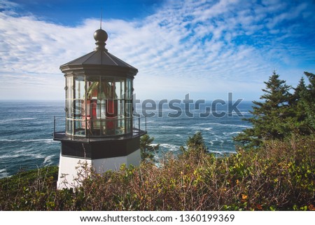Photo of the Cape Mayers light at the sunset time Royalty-Free Stock Photo #1360199369
