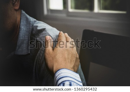 Close-up, comforting male hands that hope for close friends to have suffering that is ready to help and care.
 Royalty-Free Stock Photo #1360295432