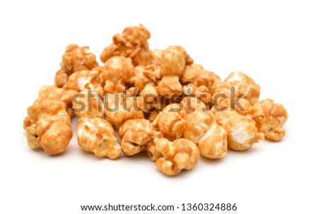 Caramel popcorn on a white background