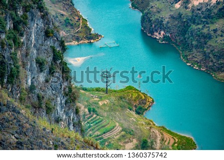 Nho Que River view from Ma Pi Leng Pass, one of the most beautiful are mountain and river in Ha Giang,  Vietnam