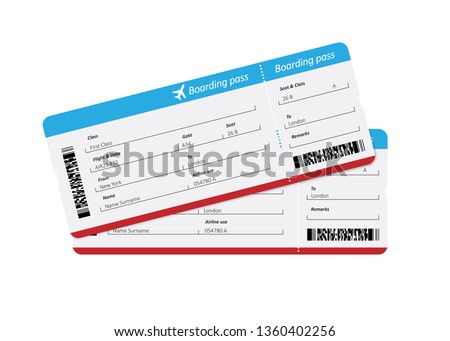Boarding passes on white Royalty-Free Stock Photo #1360402256