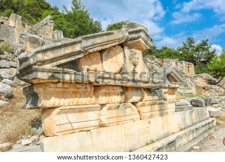 Ruins of the ancient city of Arykanda. Near Antalya, Turkey. The picture was taken in Turkey in July of 2018