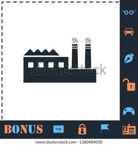 Industrial building factory and power plants. Perfect icon with bonus simple icons