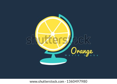 Modern orange world globe illustration
