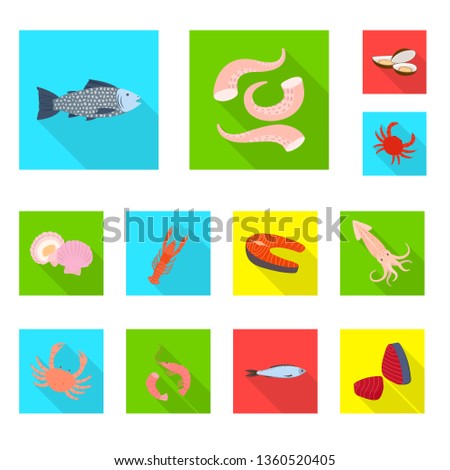 Vector illustration of product and ocean icon. Set of product and restaurant stock vector illustration.