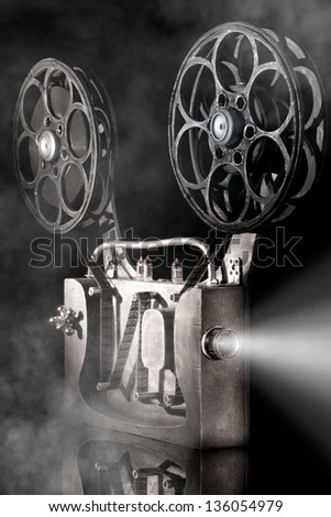 Movie projector with the film