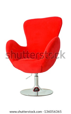 Modern red chair isolated white background