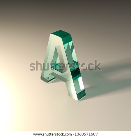 glass transparent alphabet letter A