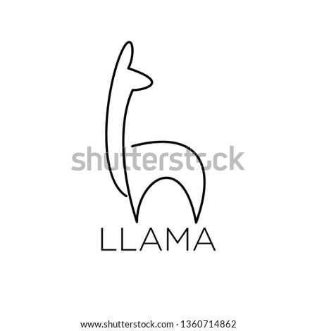 llama alpaca farm logo line style outline icon designs vector illustration art mono line