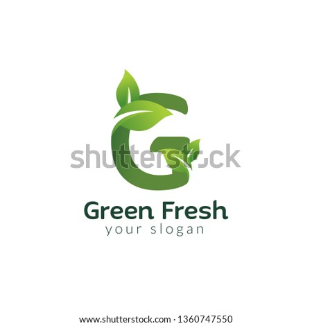 Eco green letter G logo design template. Green alphabet vector designs with green and fresh leaf illustration.