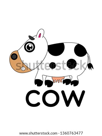 cow, vector animal cartoon, coloring book or page