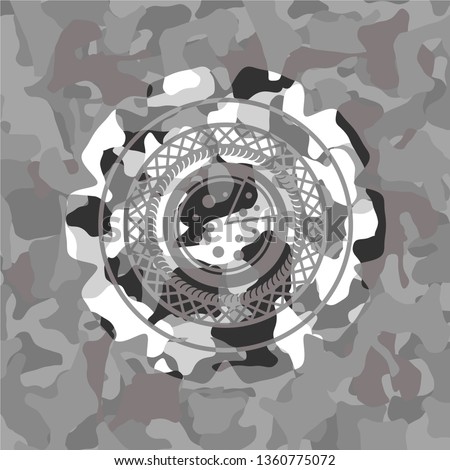 pizza icon on grey camouflage pattern