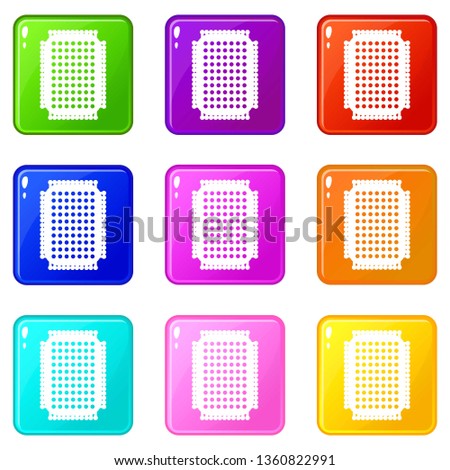 Foot sponge icons set 9 color collection isolated on white for any design