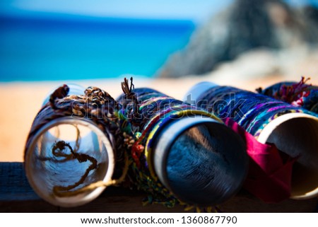 Beach front markets selling bracelets in Colombia