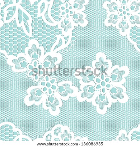 Old lace background, ornamental flowers. Vector realistic texture. Seamless pattern. Eps 8