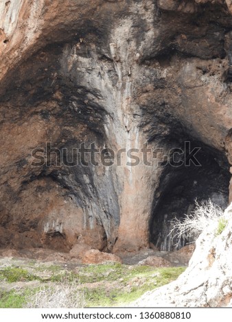 View at the natural cave entrance at the mountain , national park Tazakka , Morocco