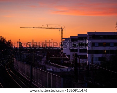 Image of construction site in Augsburg during sunset