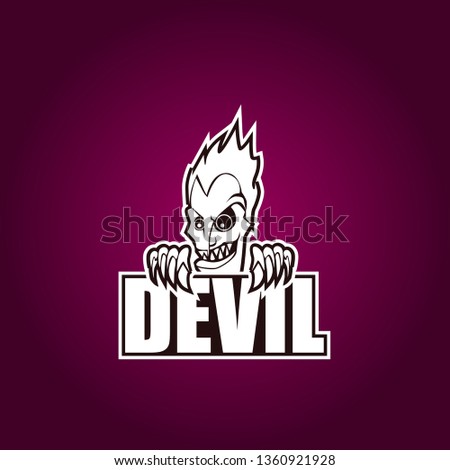 devil, black and white e sport logo, icon or symbol for game sport team
