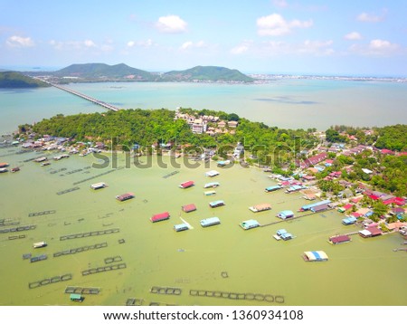 Over view image from Drone flight over island at southern Thailand background.