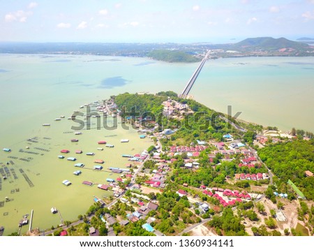 Over view image from Drone flight over island at southern Thailand background.