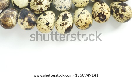 Eggs on white background. top view copy space, Easter eggs concept.