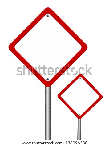 Blank   traffic sign isolated on white background