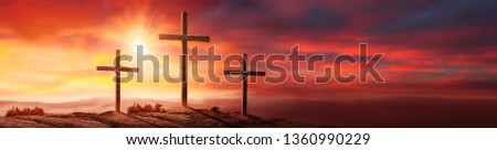 Crucifixion Of Jesus Christ At sunset - Easter week