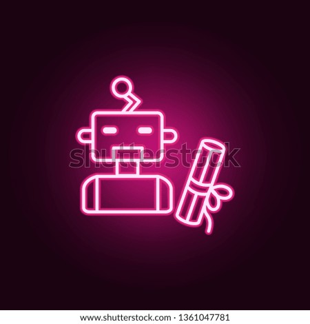 Diploma artificial intelligence robot neon icon. Elements of Artifical intelligence set. Simple icon for websites, web design, mobile app, info graphics