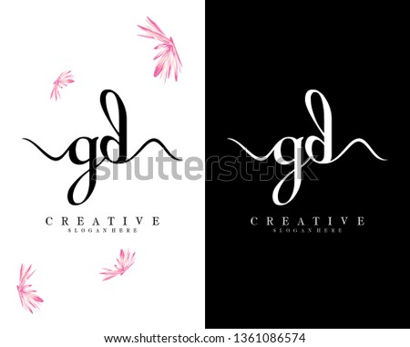 creative initial letter gd, dg handwriting logo design vector