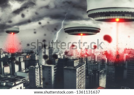 Alien invasion - UFO spaceships attacking the earth