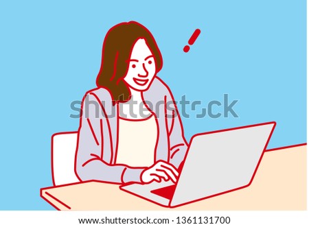 Woman working on a laptop computer　got Inspiration, Vector illustration