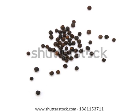 Black peppercorns, isolated on white background  Royalty-Free Stock Photo #1361153711