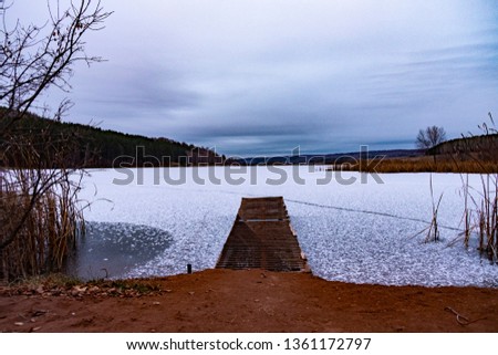 bridge on the frozen lake