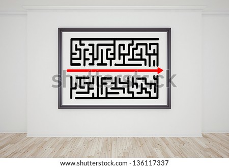 interior with drawing maze on frame