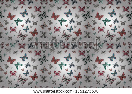 Raster illustration. Nice background for design of fabric, paper, wrappers and wallpaper. Seamless background of colorful butterflies.
